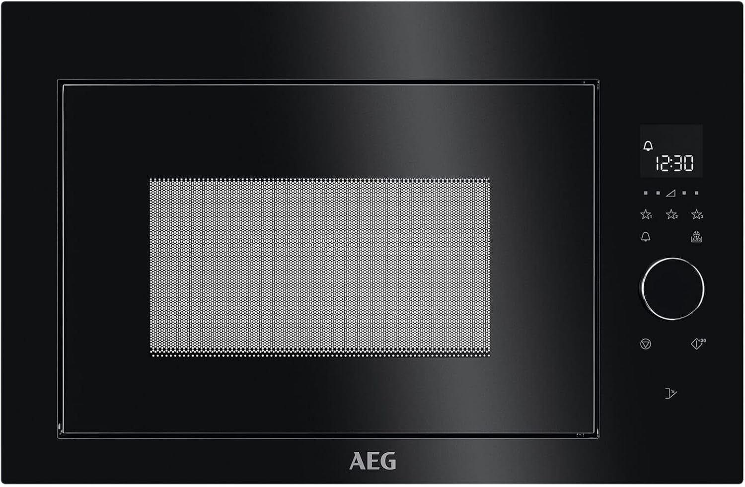 AEG MBE2657SEB Integrated Microwave Oven, LCD Display, Interior Light, Electronic Opening, Defrost Program, 3 Programmable Functions, 900 W, Black, 26 L