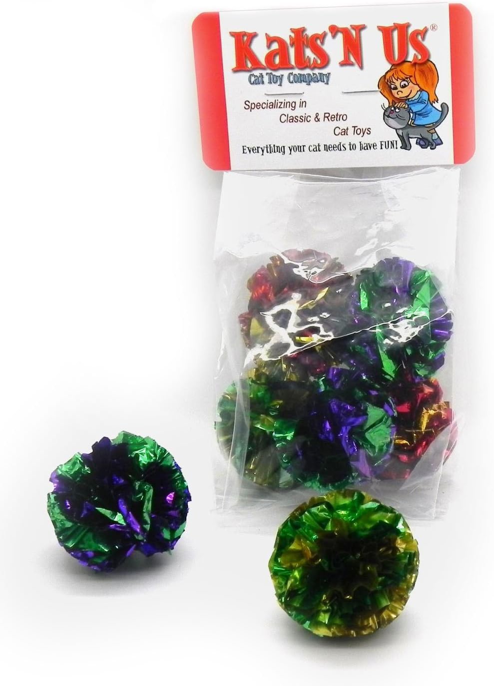 Mylar Crinkle Ball Cat Toy - 5 Pk