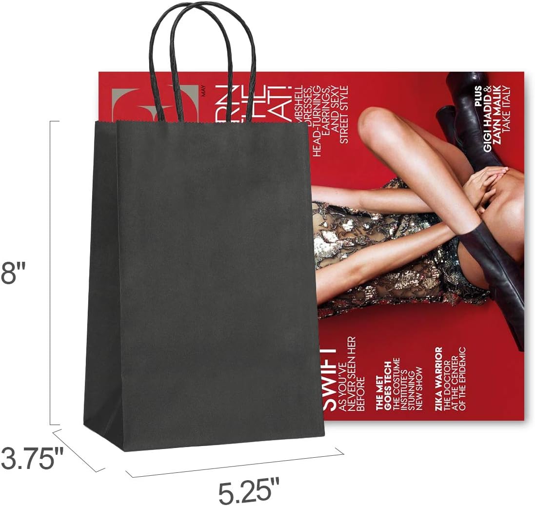 GSSUSA Gift Bags Small Size with Handles 5.25x3.75x8 White Black Paper Bags Bulk Sturdy Soild Gift Bags for Party Retail Shopping Small Business Wedding : Industrial & Scientific