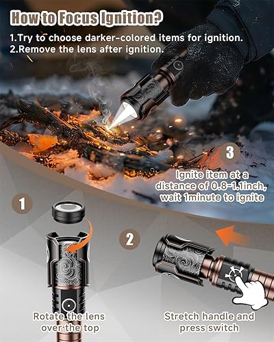 Miniatura 2 de SKYFIRE Rechargeable Flashlights with Ignition Lens: 2 Pack High Lumens Tactical Flashlight LED Zoomable with 6 Modes IPX6 Handheld Powerful Flash