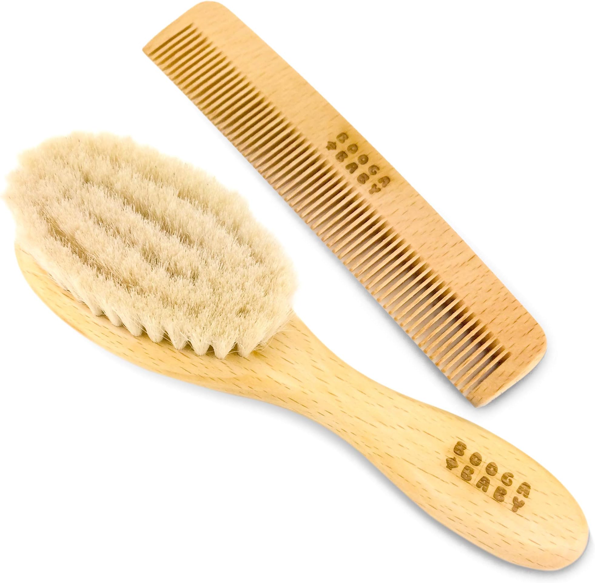 BOOGA BABY Baby care set consisting of baby brush and baby comb | Includes a natural goat hair brush | Made in Germany | Ideal as a birth gift