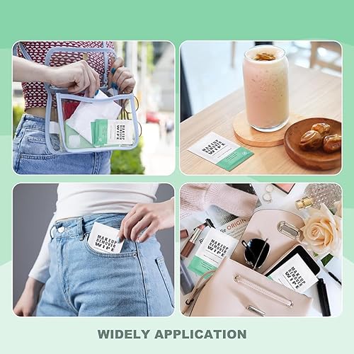 Miniatura 5 de Gisdo 100 toallitas desechables para limpiar la piel, envueltas individualmente, seguras, cómodas, ligeras, para quitar el maquillaje (verde)