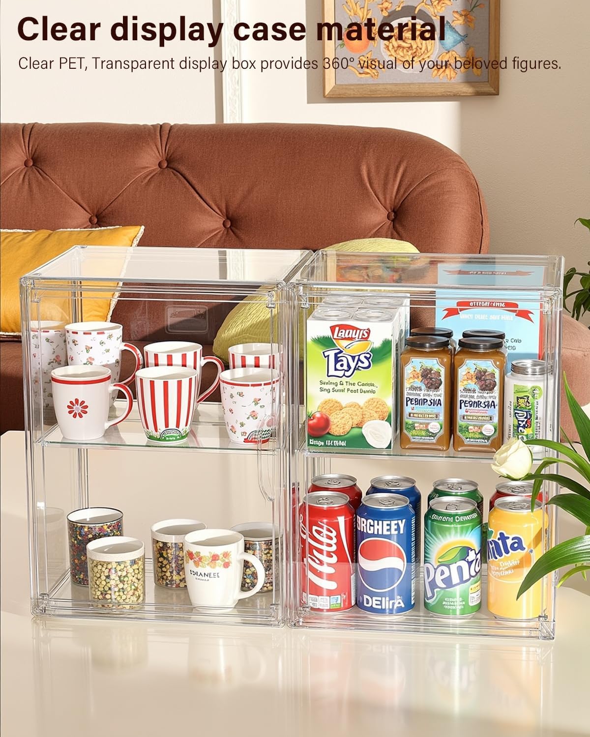 Clear Display Case Compatible with Labubu POP MART, Acrylic Clear Display Box Shelf for POP MART Labubu Doll 2 Tier with Magnetic Lids Figure Display Case for Collectibles(XL-1Pack-2Tier)