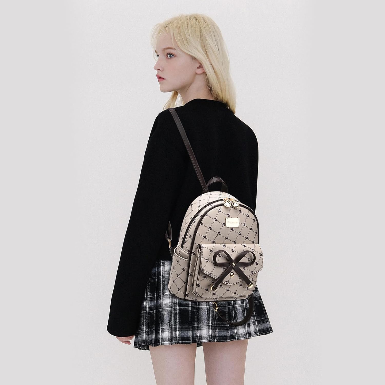 I IHAYNER Girls Bowknot Cute Leather Backpack Mini Backpack Purse for Women - Image 2