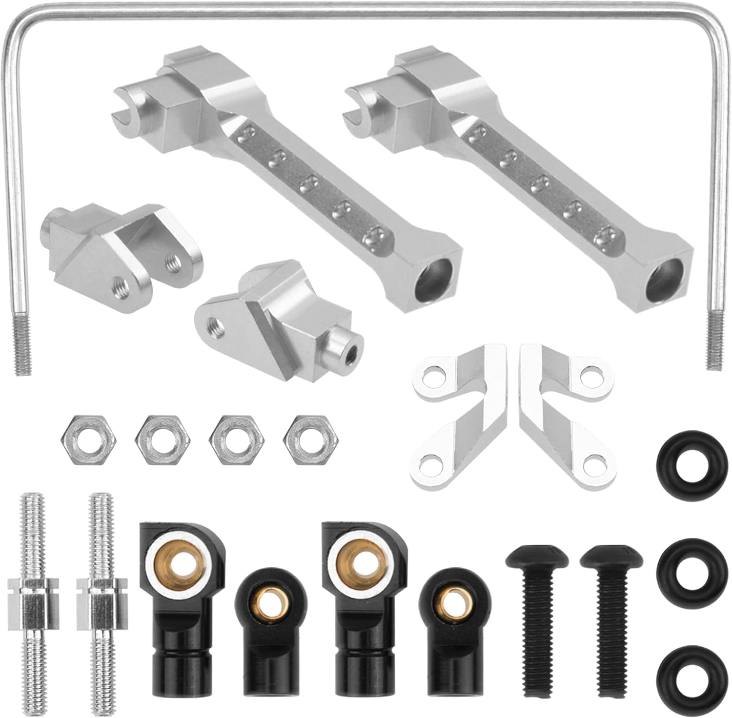 ShareGoo Alloy Rear Sway Bar RC Car Anti-Sway Bar Anti-Roll Mount Swaybar Compatible with Axial Wraith RR10 Bomber 1/10 RC Car (Silver)