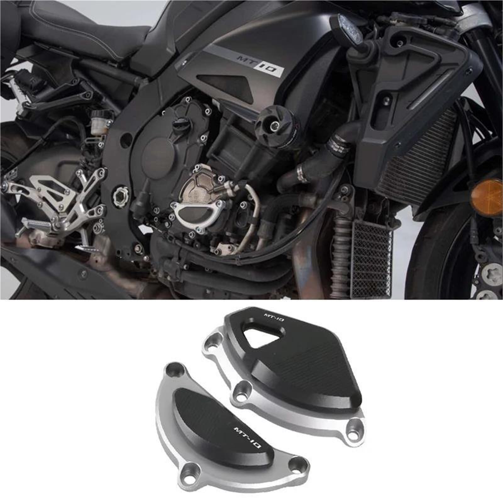 Paratelaio Crash Tamponi Paratelaio Per Moto, Protezione Motore, Paratelaio, Protezione Motore, Protezione Anticaduta Per Yamaha MT-10 SP MT10 MT 10 2016-2021 Protezione Telaio(Nero)