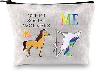 MBMSO Social Worker Gifts Makeup Bag Other Social Workers Me Unicorn Cosmetic Bag Funny Social Worker Gifts for Women (Other Social Workers Me)