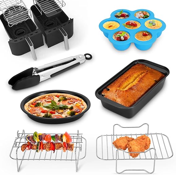 Luftfritteuse Gitter 6-8 Zoll - Edelstahl Grill Mit Spießen Für Airfryer