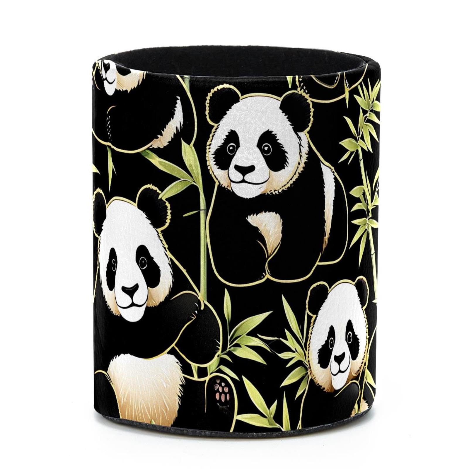 VAPOKF Round Pencil Holders for Desk, Cartoon Panda Pen Holders Pen Pot Makeup Brushes Storage Desktop Stationery Supplies Organiser for Home Office