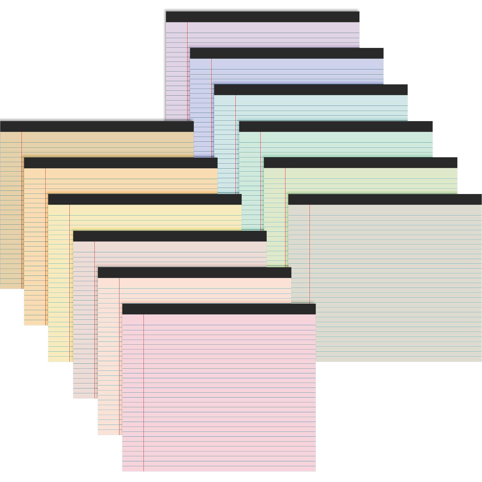 Lincia 12 Pcs 11" x 9.5" Legal Pads College Ruled Notepad Landscape Notebook Horizontal Lined Notebook 80 Gsm Assorted Colors Paper Pastel Writing