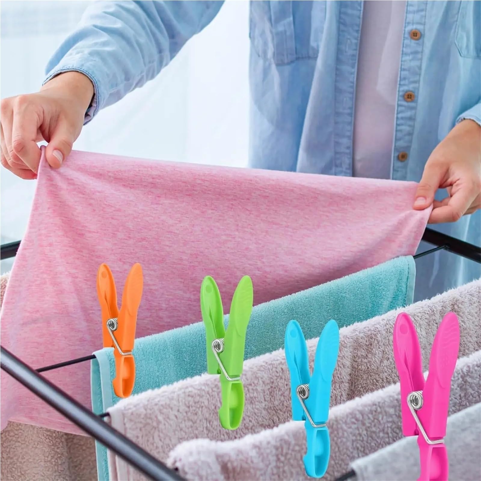 Wäscheklammer Non-Slip Clothes Pegs | Windproof Laundry Clothespins Socks Towel Hanging Peg Crafts Picture Plastic Clips Food Package Seal Clamp(Mixed color 72PCS)