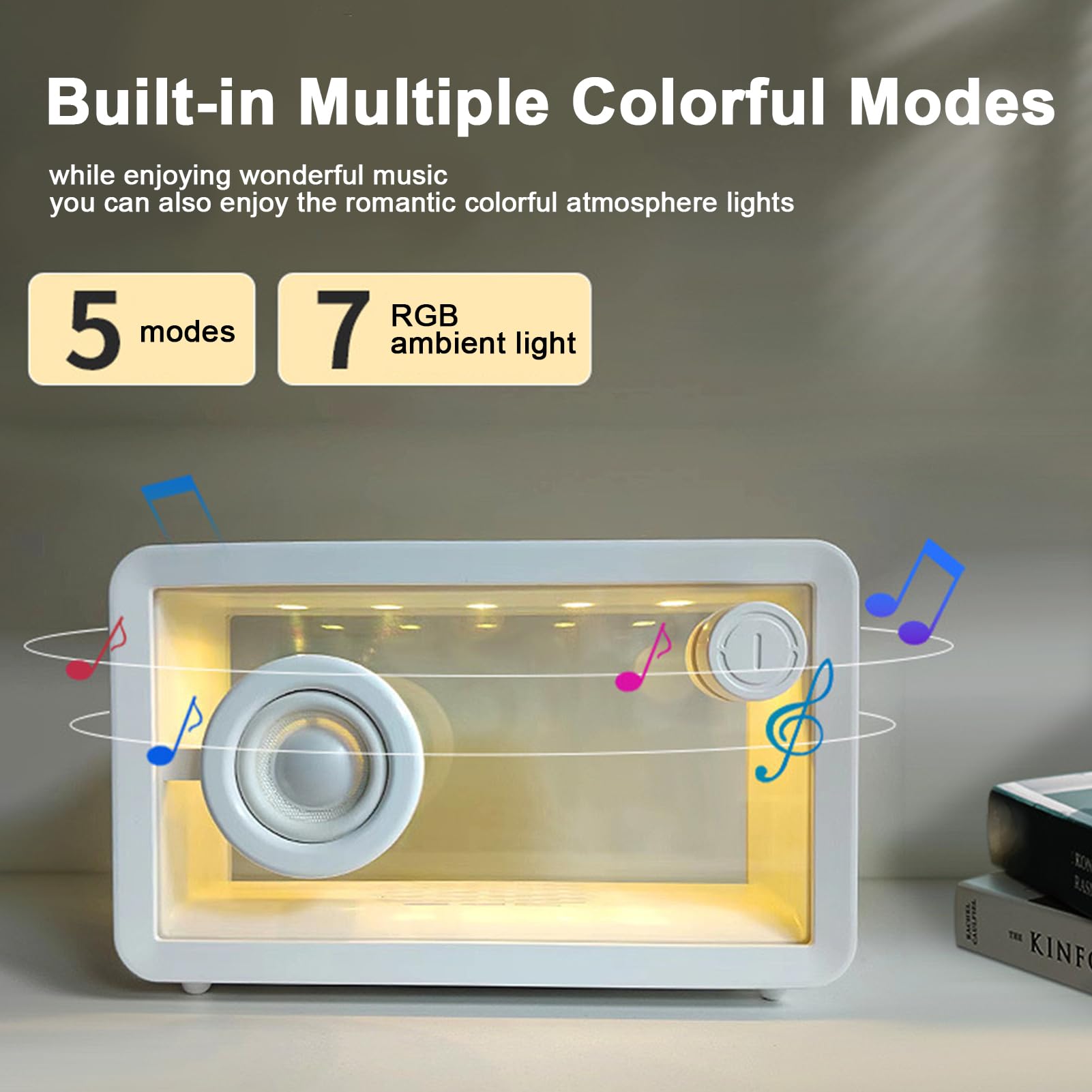 Altoparlante Bluetooth Portatile, Altoparlanti Wireless con Audio HD, Luce RGB Colorata con 5 modalità 7 Colori, Ricaricabile Tramite USB, Regali per Ragazze Adolescenti Black