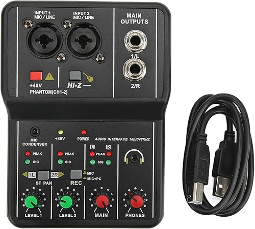 Miniatura 6 de mezclador de audio para consola mezclador usb Otros accesorios de disparo 2 canales Mezclador de audio USB 48V Phantom Power Compact Sound Mixing