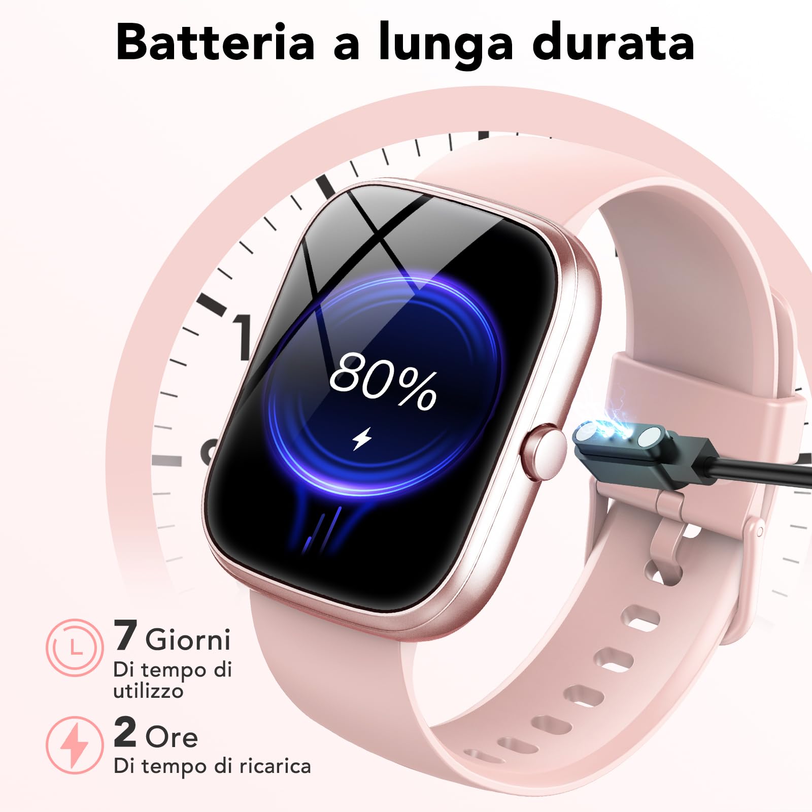 Smartwatch Uomo Donna, 1.91" Orologio Smartwatch con Effettua/Risposta Chiamate 110+ Sportive Smart Watch con Sonno/Cardiofrequenzimetro/Contapassi, Impermeabile IP68, Fitness Tracker per Android Rosa
