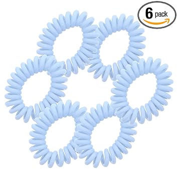 Small Coil Hair Ties For Girls - Set of 6 Baby Blue