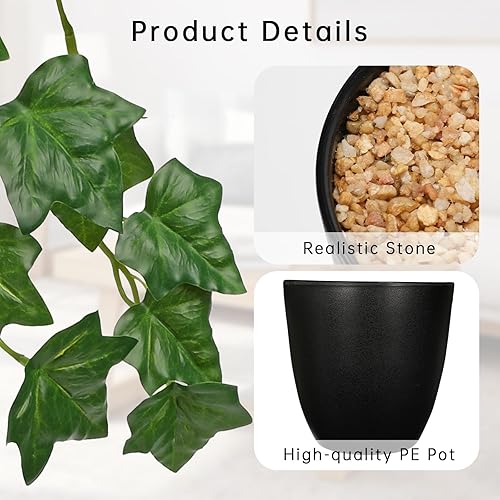 Miniatura 7 de Plantas falsas, planta artificial de sandía Peperomia de 20 pulgadas, vegetación sintética en maceta en maceta de cerámica para el hogar,