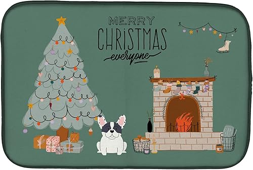 Miniatura 200 de Caroline's Treasures CK7824DDM - Tapete absorbente para secado de platos con diseño de bulldog inglés, rojo y blanco, para encimera de cocina, 14 x