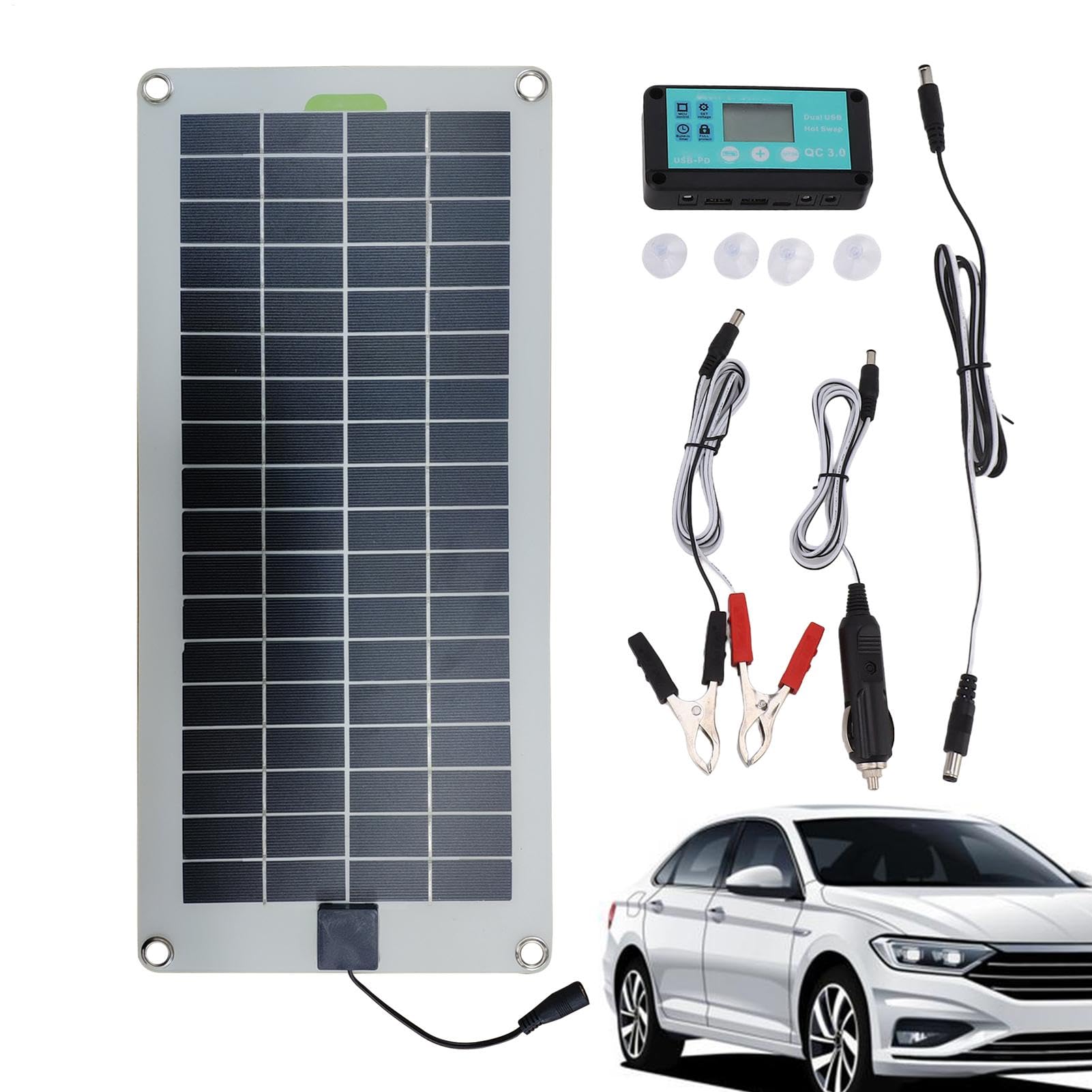 Caricabatteria solare da 30 W - Kit di ricarica per auto