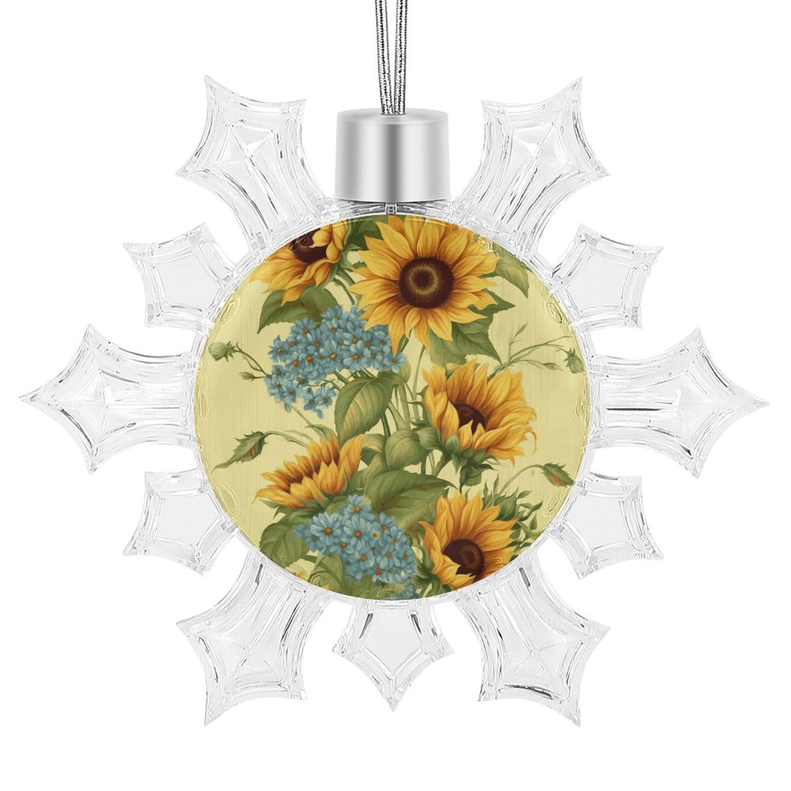 Sunflowers Snowflake Decorations,Christmas Decorations，Christmas Indoor Winter Wonderland Decor，Hanging Ornaments for Xmas Tree Winter New Year Party Supplies
