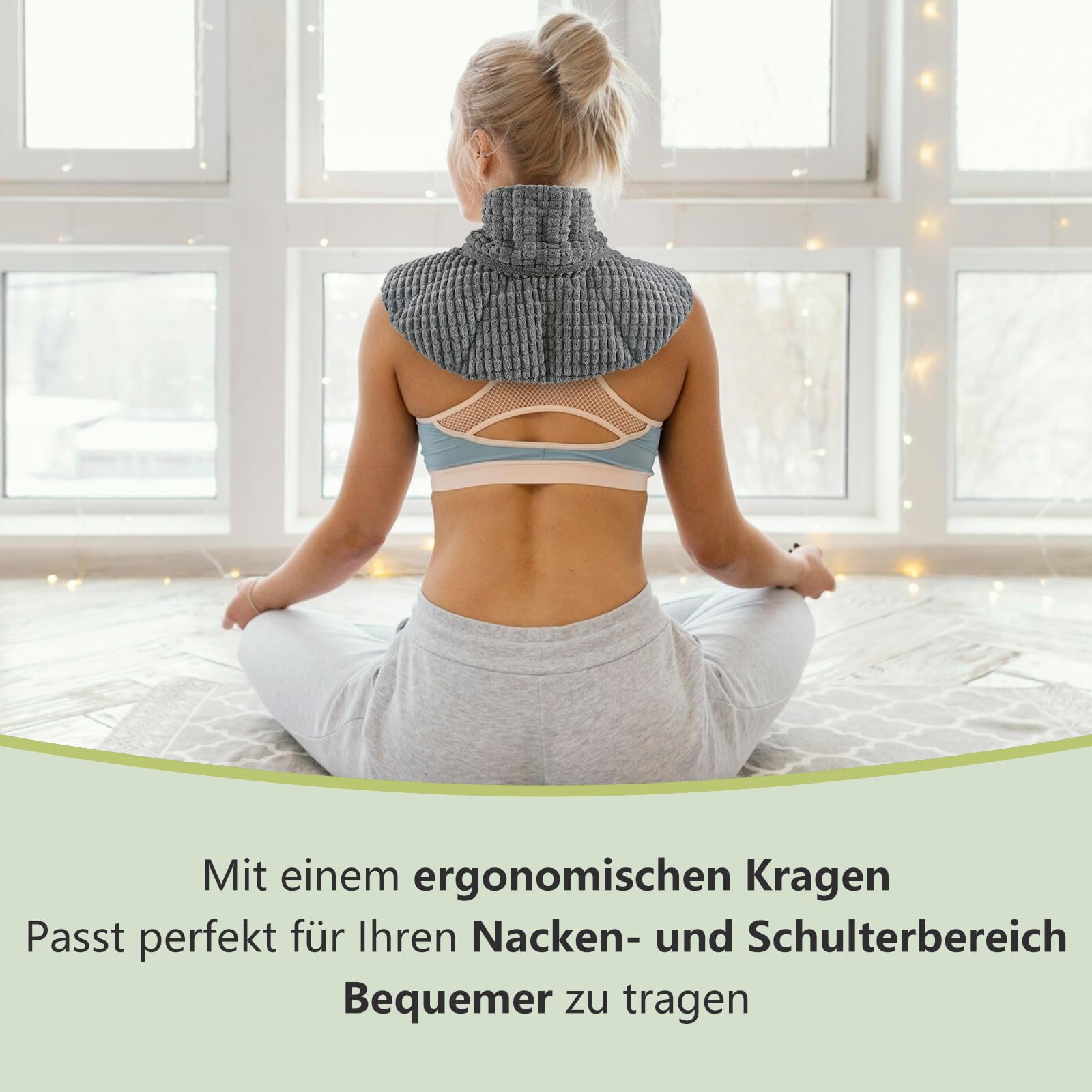 AROMA SEASON Wärmekissen Nacken & Schulter für Mikrowelle - Körnerkissen Nacken - Nackenkissen mit Kragen - Wärme-/Kältetherapie