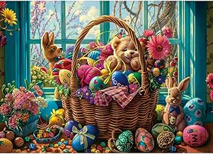 HUADADA 1000 Piece Jigsaw Puzzles for Adults- Easter Eggs and Bunnies Jigsaw Puzzles Challenging Game -Easter Gifts