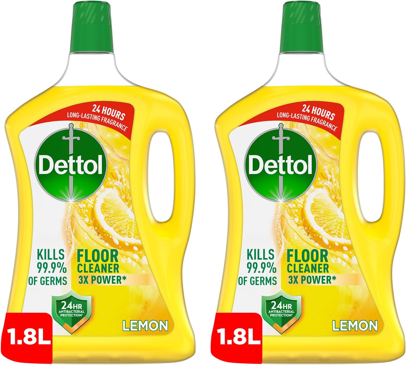 Antibacterial Power Floor Cleaner, Lemon, 1.8L x 2