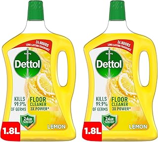 Dettol Antibacterial Power Floor Cleaner, Lemon, 1.8L x 2