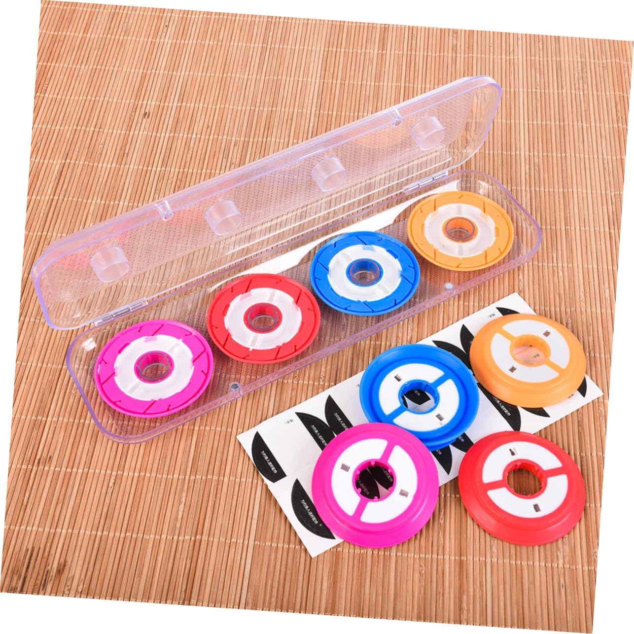 Mikikit 1Pack Silicone Fishing Line Holder Spools Round Shape Fishing Tackle Storage with Hard Box Fishing Line Reels for Organizing Your Fishing Gear