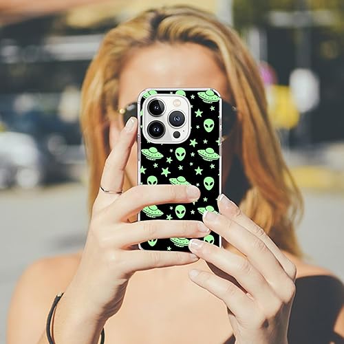 Miniatura 5 de Compatible con iPhone 15 Pro Max, misterioso alienígena OVNI elegante y duradera protección de cuerpo completo de TPU para niñas, niños y mujeres