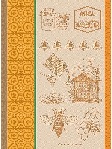 Garnier Thiebaut, Miel and Abeilles, Ocre (Honey and Bees, Ochre) - Toalla de cocina jacquard francesa, 100% algodĂłn, 22 pulgadas x 30 pulgadas Garnier Thiebaut, Miel and Abeilles, Ocre (Honey and Bees, Ochre) - Toalla de cocina jacquard francesa, 100% algodĂłn, 22 pulgadas x 30 pulgadas