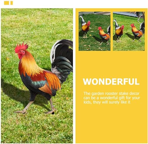 Vista 3 de GANAZONO Estaca de gallo de pollos insertada para césped con efecto de espejo para jardín