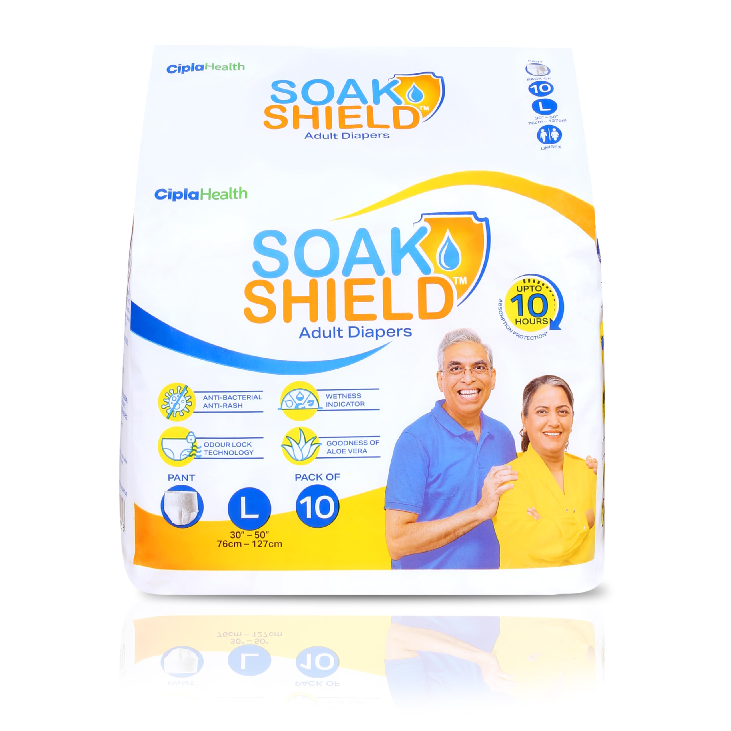 Soak Shield Adult Diaper Super Absorbent|Unisex|Pant Style|Upto 10 Hours|Quick Absorption|Odour Lock Technology|Prevents Leakage|Antibacterial|Wetness Indicator|Size 30 to 50 Inch|76 to 126 cm| (L Large (PACK OF 1))-image-9