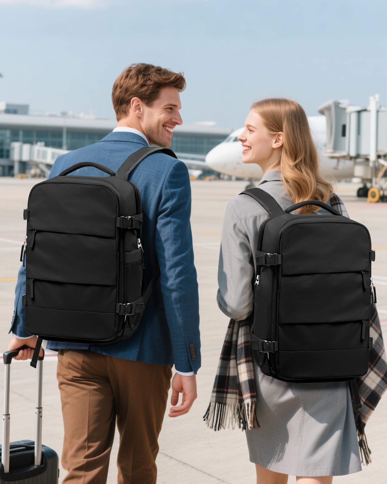 SZLX Zaino Ryanair 40x30x20 Sottovuoto con Pompa Zaino Ryanair 40x20x25 Donna Zaino da Viaggio Wizzair Bagaglio a Mano Uomo per Laptop da 14 Pollici Borse da Cabina 45x36x20 Easyjet con Porta Scarpe