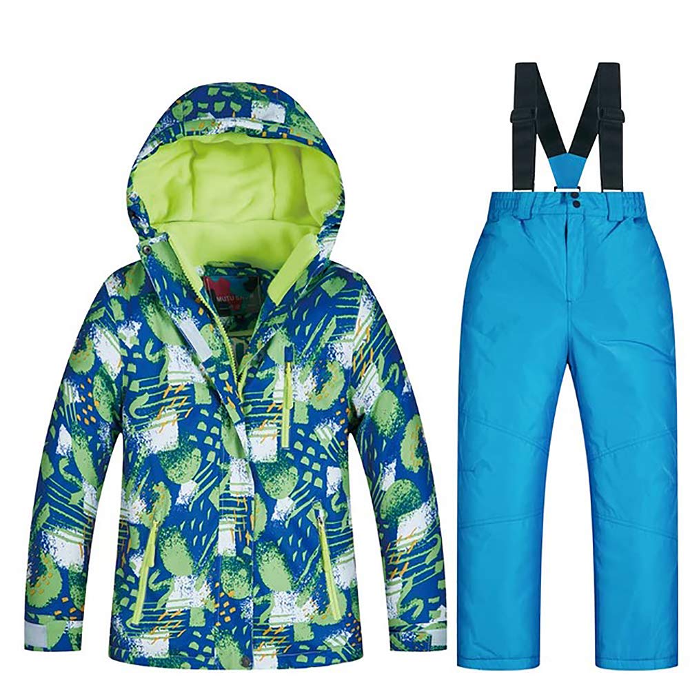 Girls/Boys Snowsuits Hooded Insulated Windproof Winer Coats Ski Jacket Snow Pants Set
