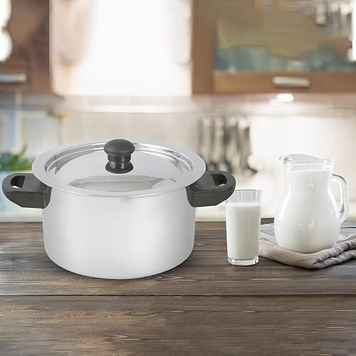 Miniatura 7 de Olla de acero inoxidable, olla de leche de doble pared con silbato y embudo, plata (1.5 cuartos de galón)