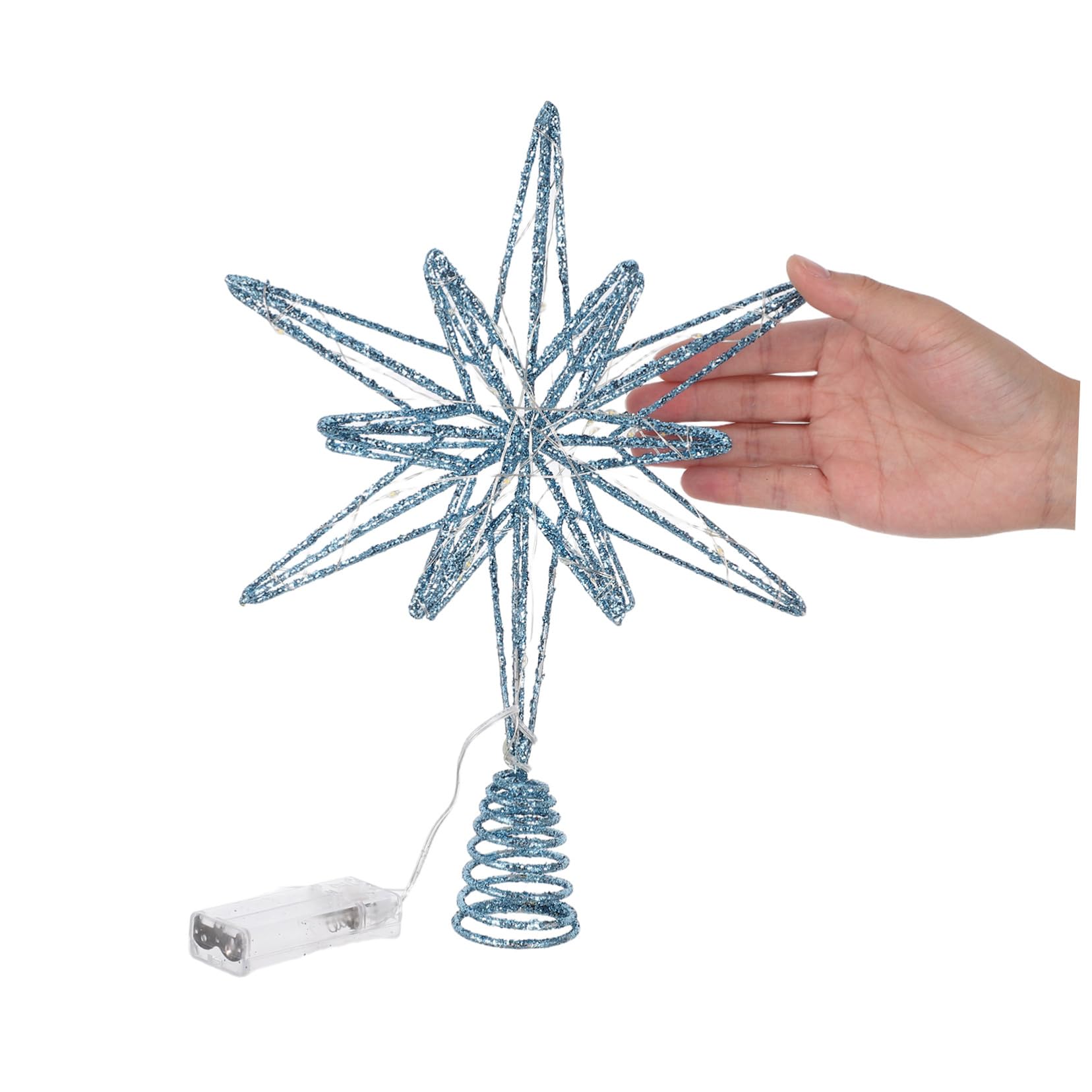 Cabilock Estrella del Árbol de Navidad con Luces LED Adornos Navideños Luminosos para Interiores Estrella Metálica Punta del Árbol para Decoración de Navidad el Hogar