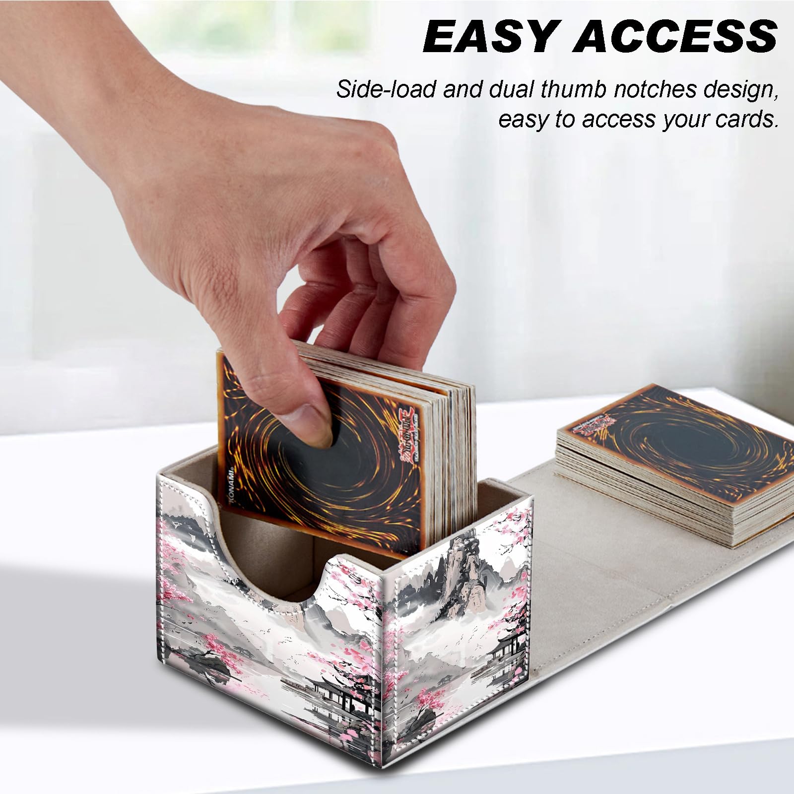 Boîte De Rangement Pour Cartes TCG/MTG – Cuir PU – Pour 100+ Cartes Protégées – 7,9x7,9x10,9 Cm