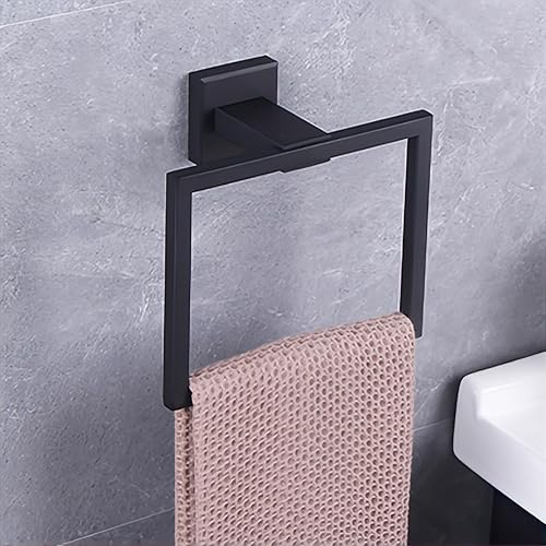 GERZWY Moderno soporte de toalla negro SUS304 de acero inoxidable toallero anillo de toalla para baño Lavatorio montaje en pared estilo