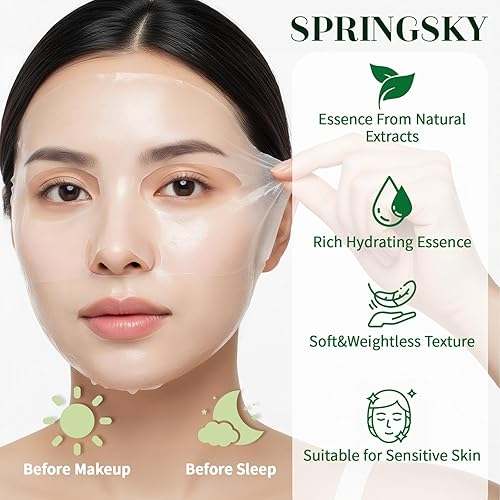 Miniatura 8 de Máscara de hoja de cactus, paquete de 8 mascarillas coreanas para el cuidado de la piel, hidratación profunda e hidratante para piel seca y