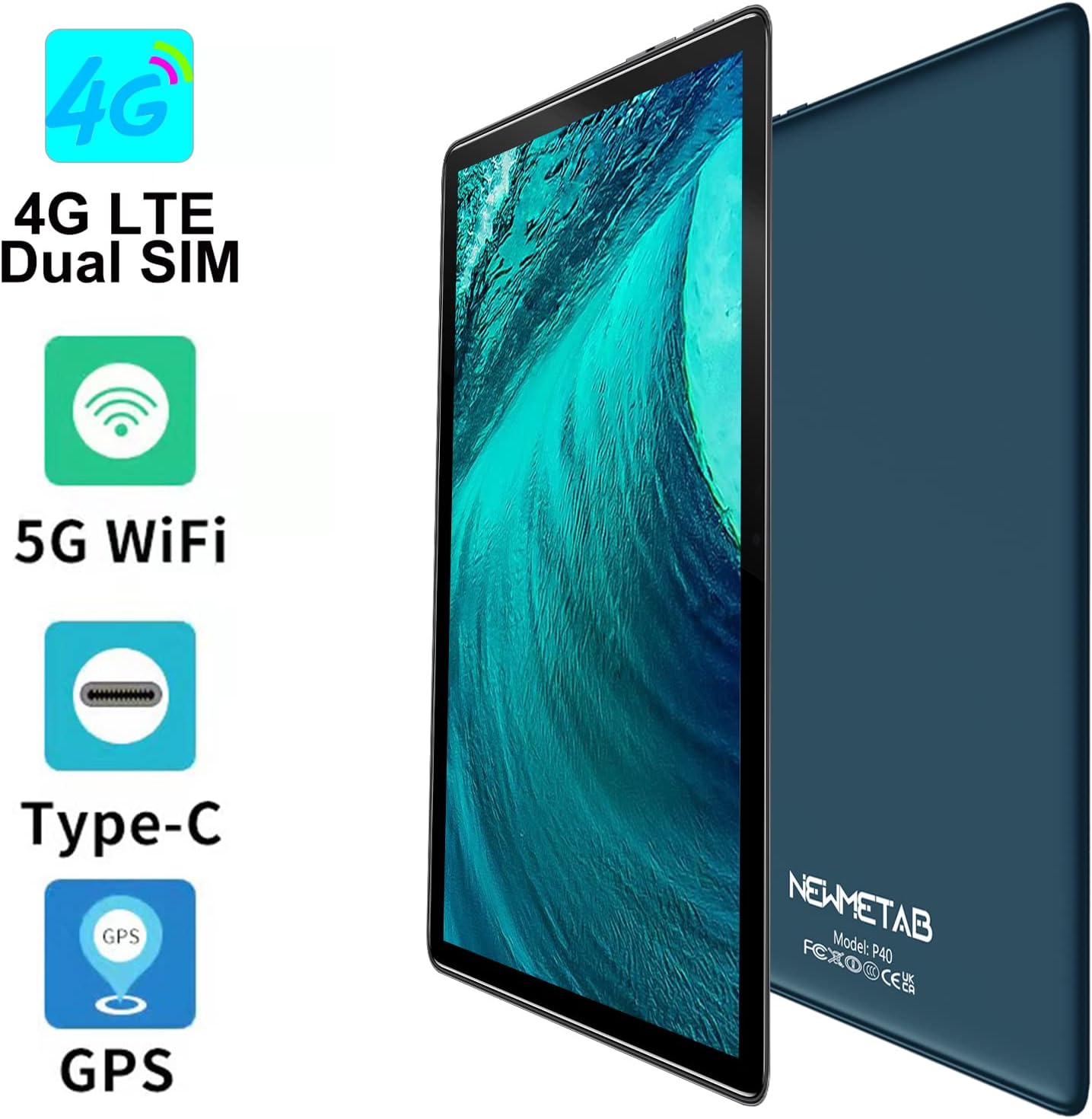 Newmetab Tablet 10 Pollici,Octa-Core 2GHz 128GB ROM+6GB RAM, 5G WiFi+4G LTE Dual SIM, Camera 16MP+8MP, Bluetooth 5.0/3.5mm Headphone Jack Android con Custodia Newmetab Tablet 10 Pollici,Octa-Core 2GHz 128GB ROM+6GB RAM, 5G WiFi+4G LTE Dual SIM, Camera 16MP+8MP, Bluetooth 5.0/3.5mm Headphone Jack Android con Custodia