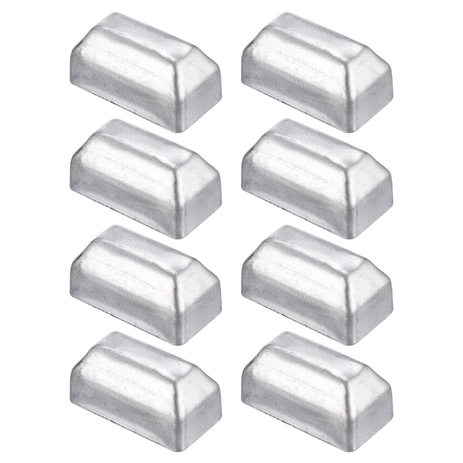 sourcing map 8Pcs Fence Post Cap Fit 1.6" x 0.8" OD Pipe, Galvanized Steel Deck Post Cover Square Decking Caps for Mailbox Outdoor Chain Link Wood/Metal Fence Deck Railing, Silver