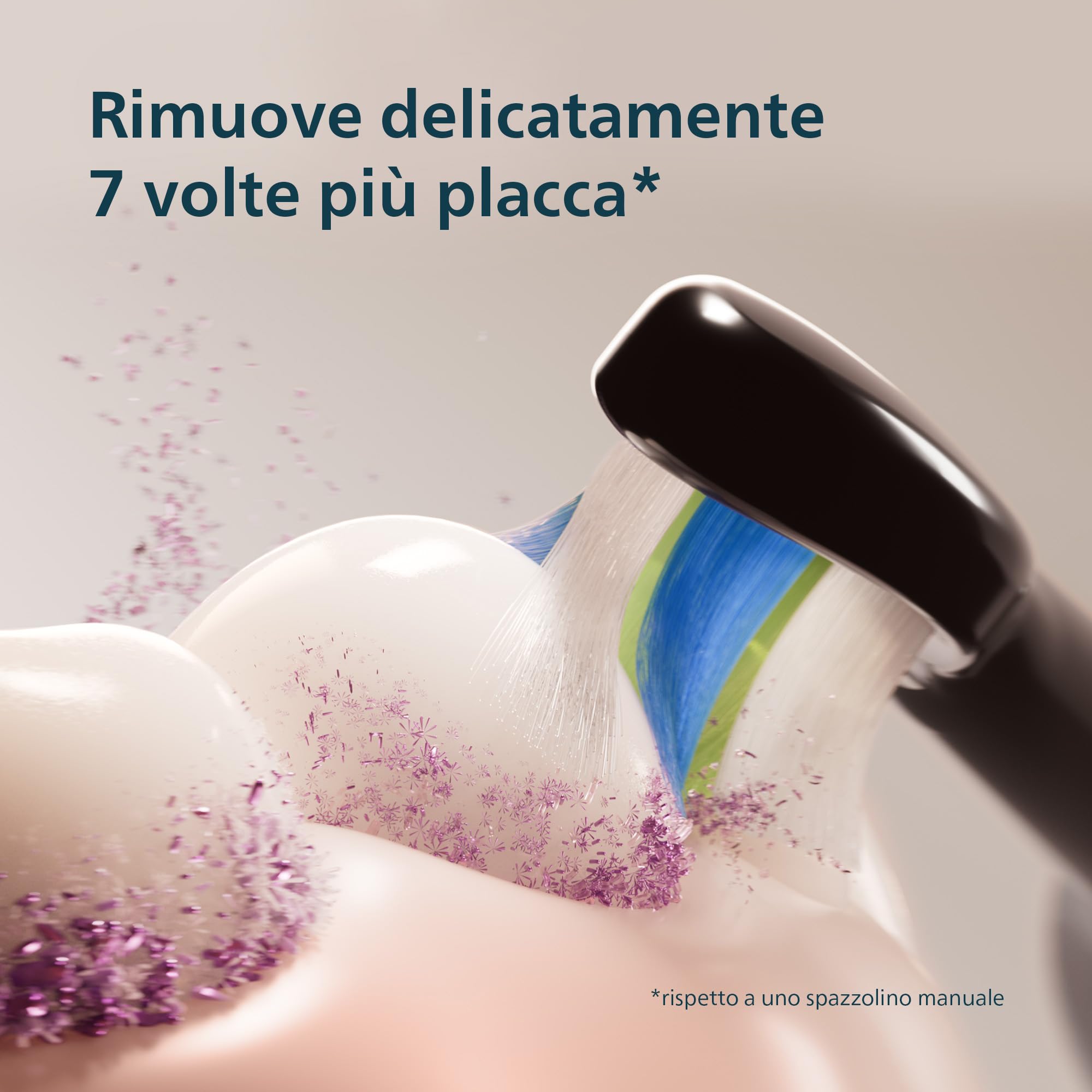 Philips Sonicare 5300 spazzolino elettrico sonico con 2 livelli di intensità, avviso di pressione, EasyStart, Smartimer e BrushPacer, nero, modello HX7101/04 [Nuova tecnologia]