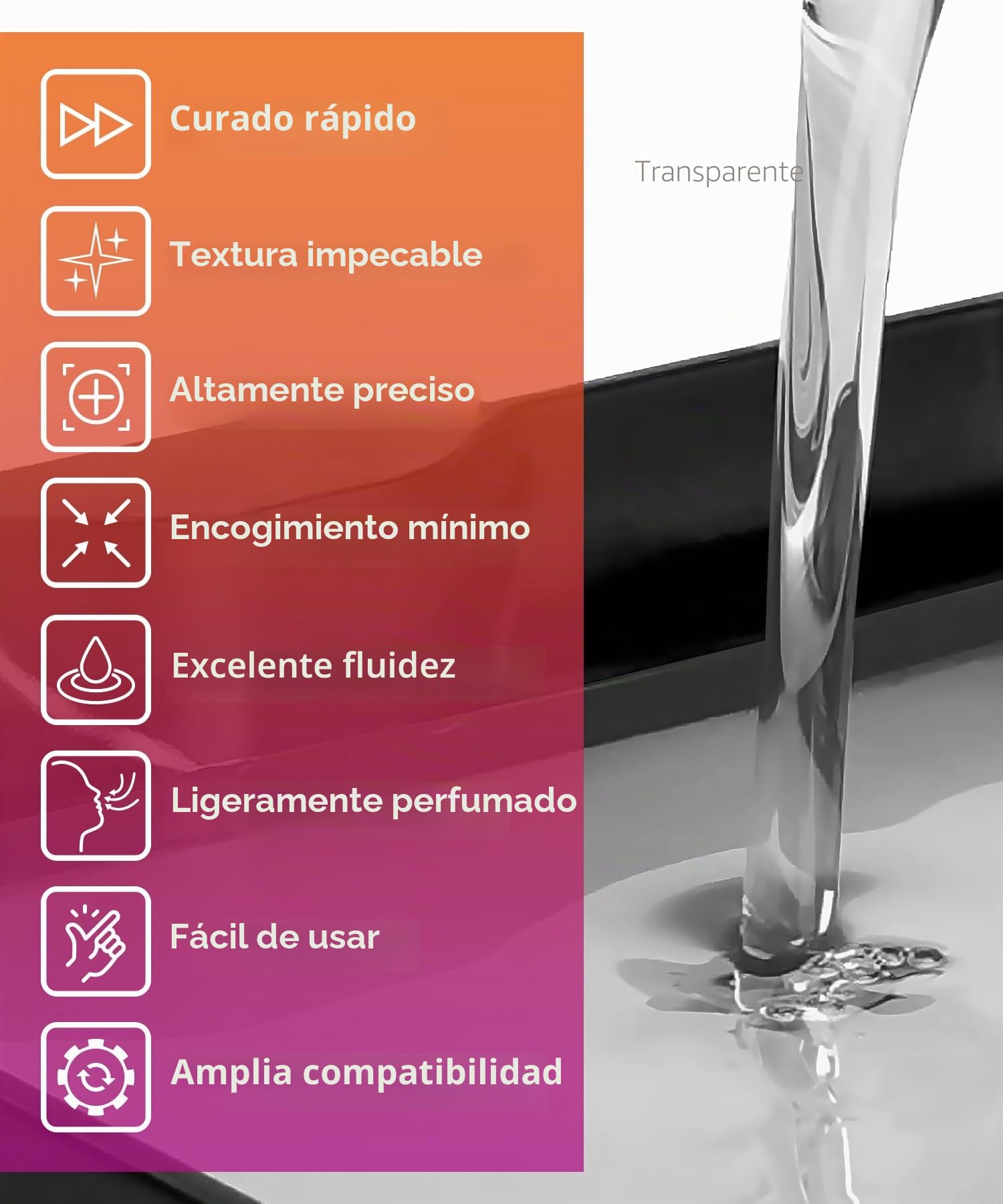 Superflex Resina para Impresora 3D, suavidad 80 A Que simula Caucho Flexible, Fabricada en Corea por 3DMaterials (500g, Transparente)