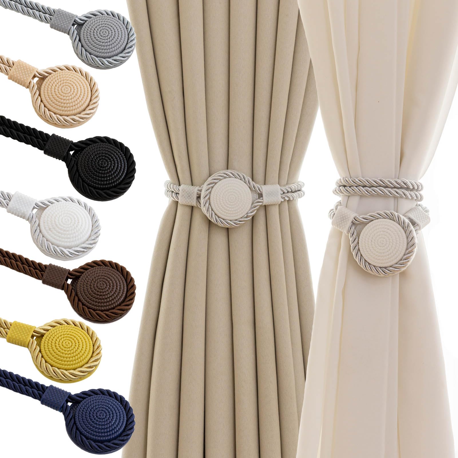 Fermatende magnetici per tende, confezione da 8, fatti a mano, per esterni, per tende, colore: bianco