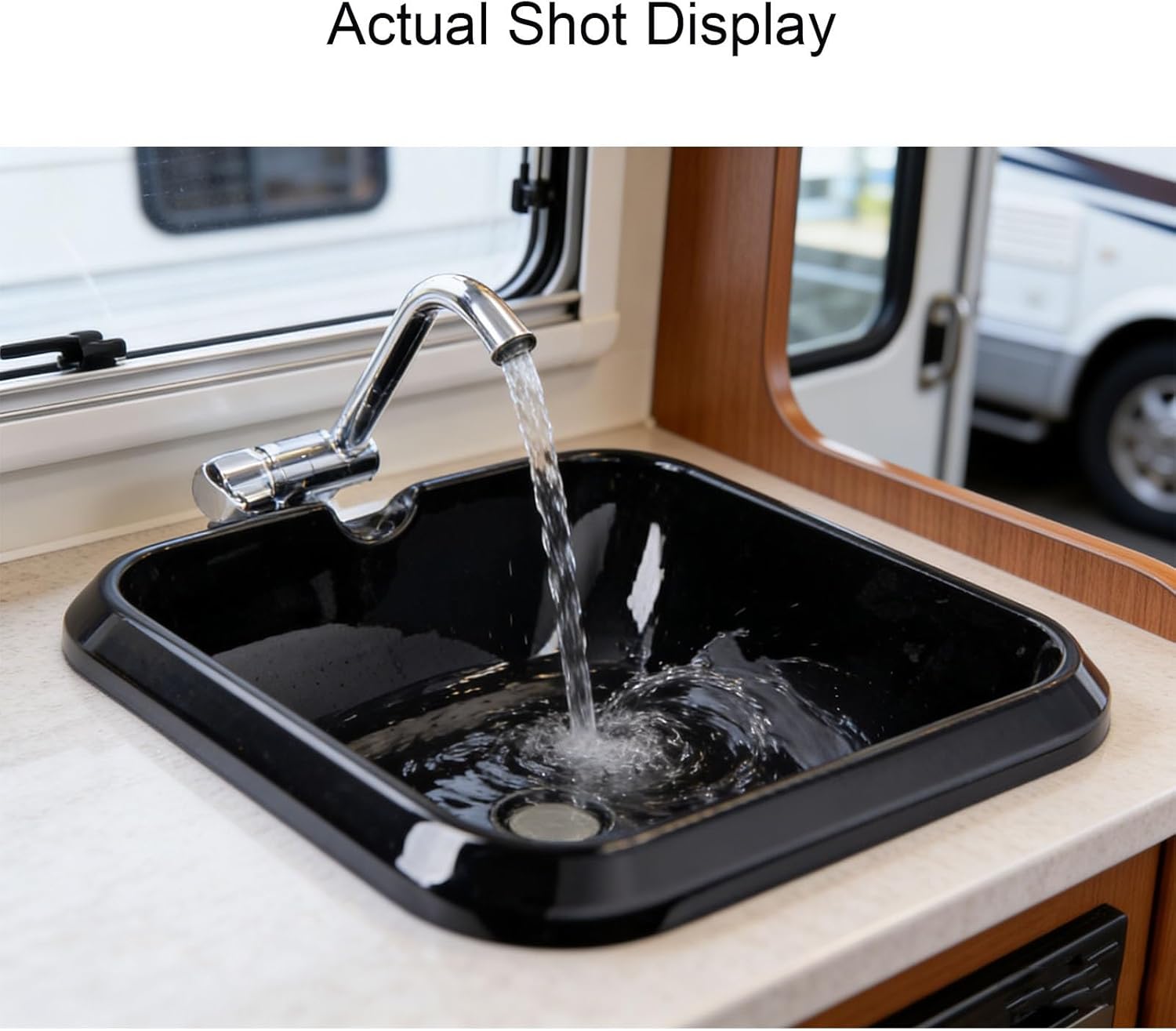 RV Sink Acrylic, Countertop Basin RV Sink, 14x14x5in for Campers Trailers and Motorhomes Space Saving Design Faucet not Included
