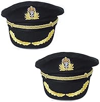 Vista 24 de Ibeauti Gorra unisex ajustable para adultos, disfraz de capitán Almirante, gorra de marinero para cosplay Negro