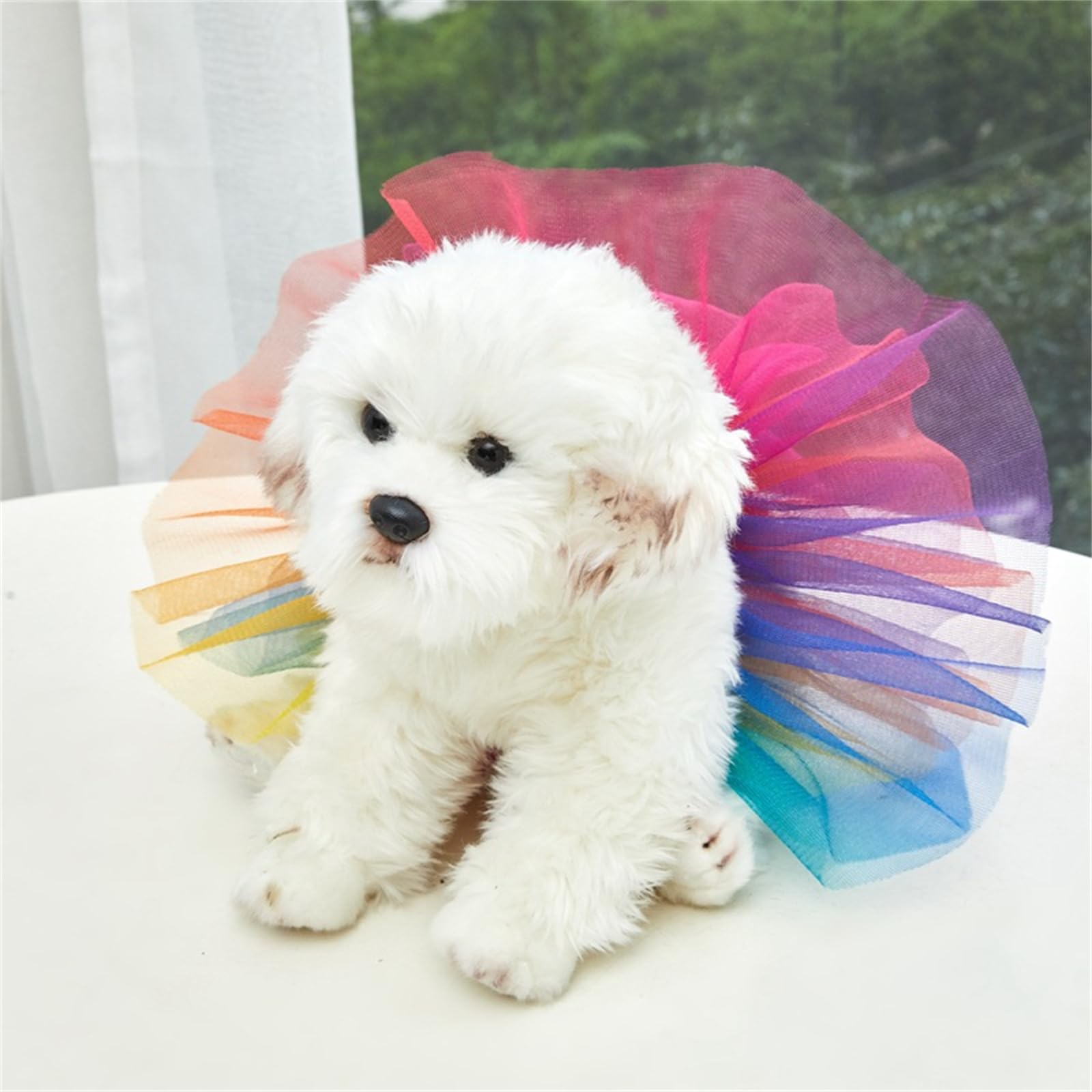 Golden Apple Puppy Dog Cat Tutu Skirt Pet Lace up Rainbow Tulle Dress for Hoilday Party Cosplay Costume (L) - Image 4