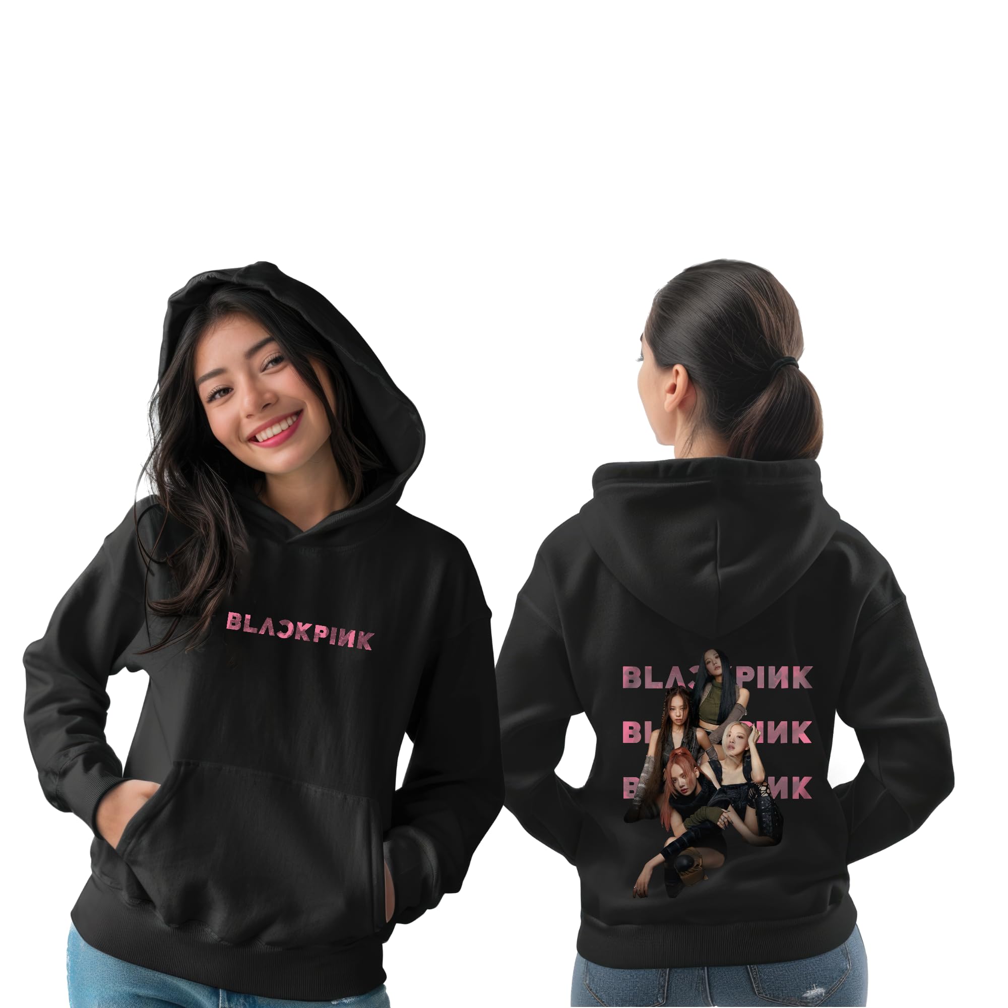 Black Pink Pullover Graphic Printed Black Hoodie Soft Cotton Hoodie for Men & Women Casual & Trendy Streetwear Unisex Hooded Sweatshirts-image-32