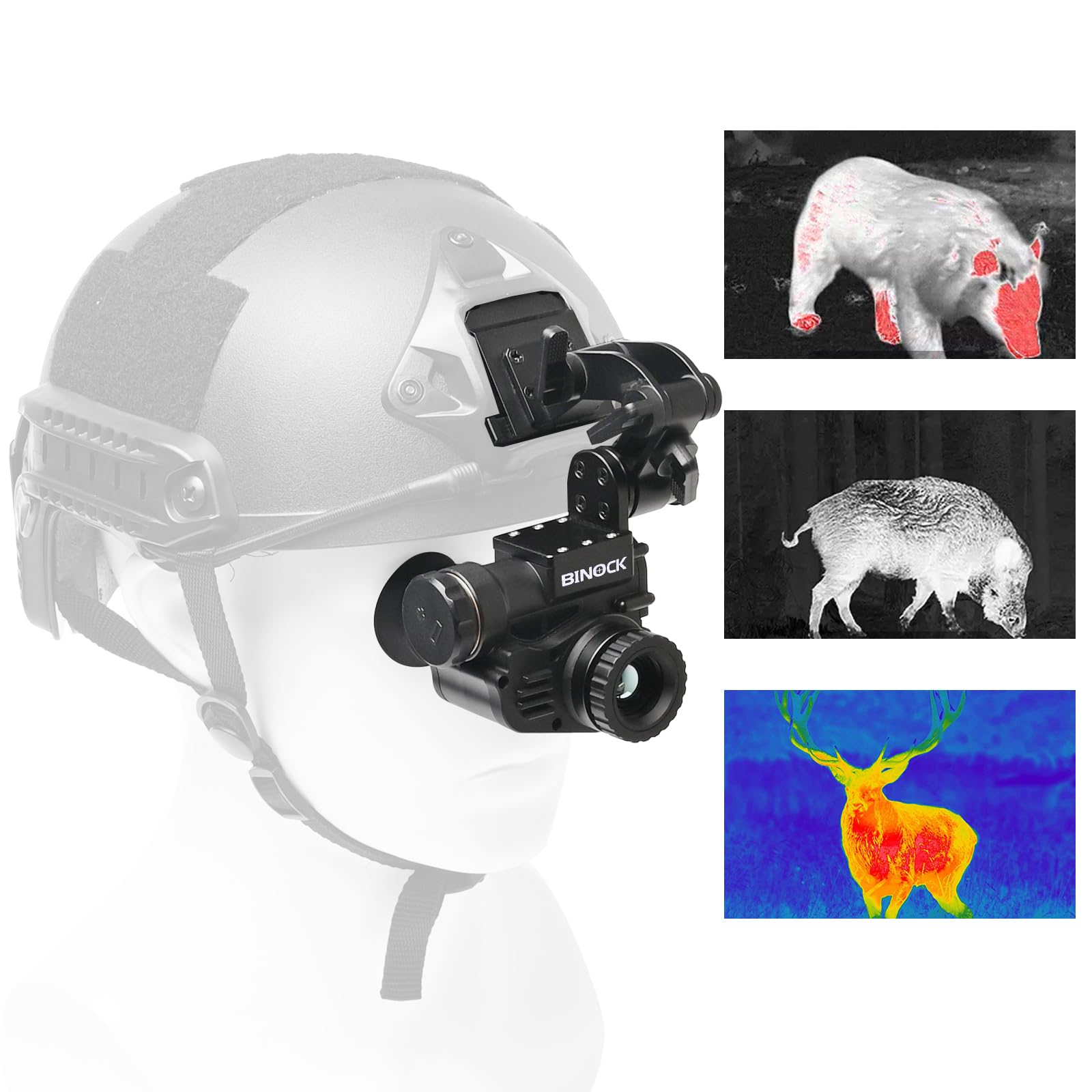 BINOCK BTI10 Helmet Thermal Imaging Goggles, 15 mm Lens, 384x288 Matrix, 800m Person Recognition, 1500m Car Recognition Thermal Imaging Monoculars for Camping Wildlife Observation, Spotting Scopes