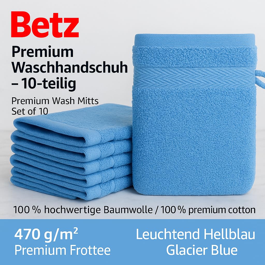 Betz PREMIUM Waschandschuhe 20-teilig - Frottee Waschlappen - Aus 100% Baumwolle – 16 Cm X 21 Cm Apfelgrün-Betz
